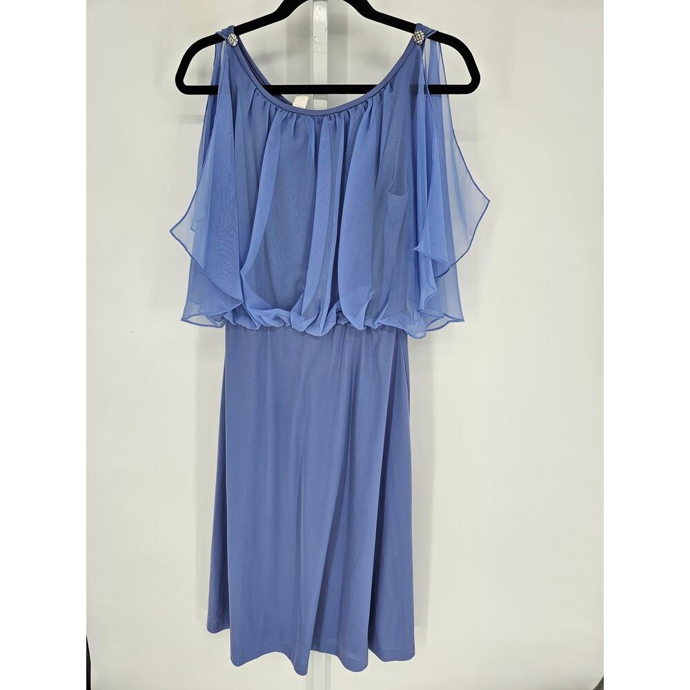 Katherine Women's Purple Sleeveless Ruffle Midi Formal Dress Size 12